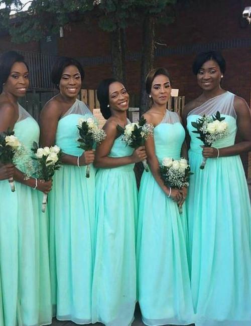 Fashion Bridesmaid Dress,One-shoulder Bridesmaid Dress,A-line Bridesmaid Dress,Chiffon Bridesmaid Dress, Long Bridesmaid Dress, PD0021