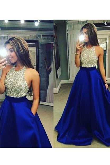 royal blue prom dress, long prom dress, A-line prom dress, charming prom dress, formal evening gown, BD67