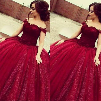 princess prom dress, vintage burgundy prom dress, A-line prom dress, off shoulder prom dress,formal ball gown, BD5625