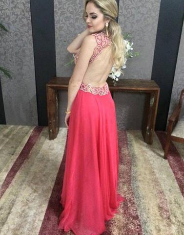 red open back v-neck long sexy prom dress, evening gown, PD45677