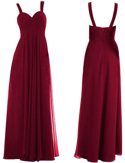 Simple Bridesmaid Dress,Straps Bridesmaid Dress,A-line Bridesmaid Dress, Burgundy Bridesmaid Dress, Long Bridesmaid Dress, PD0038