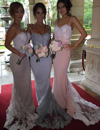 Fashion Bridesmaid Dress,Elegant Bridesmaid Dress,Spaghetti Straps Bridesmaid Dress,Lace Bridesmaid Dress,Mermaid Sexy Bridesmaid Dress, PD49