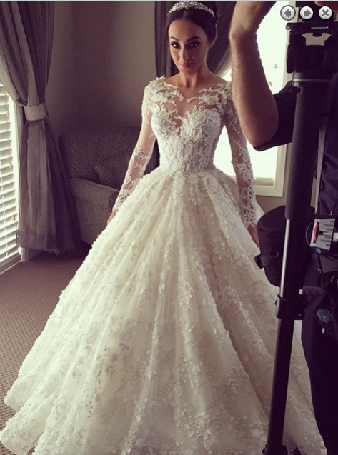 elegant modest A-line long sleeves long wedding dress, WD233