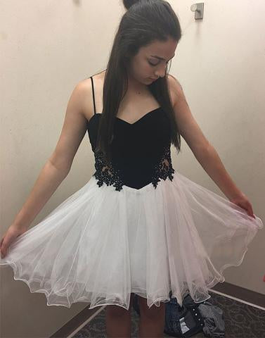 homecoming dress, short homecoming dress, white and black prom dress, homecoming dress, junior homecoming dress, BD39757