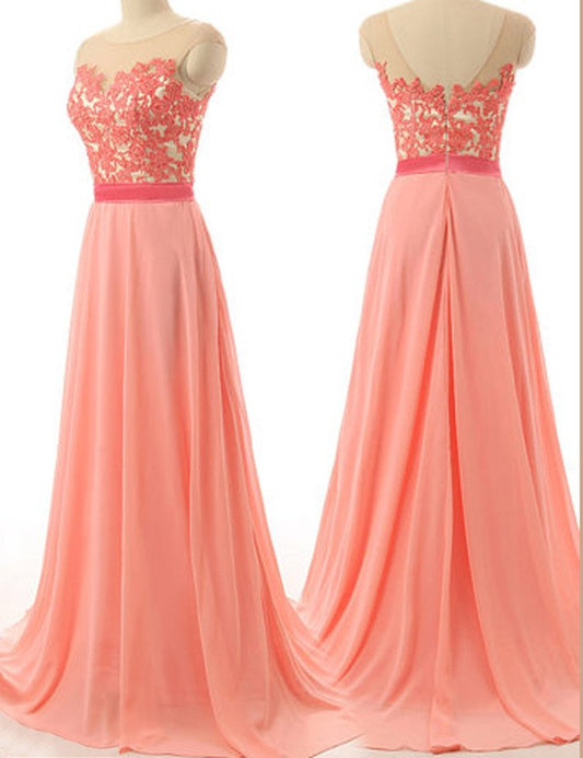 orange long lace appliques Bridesmaid Dress, PD08