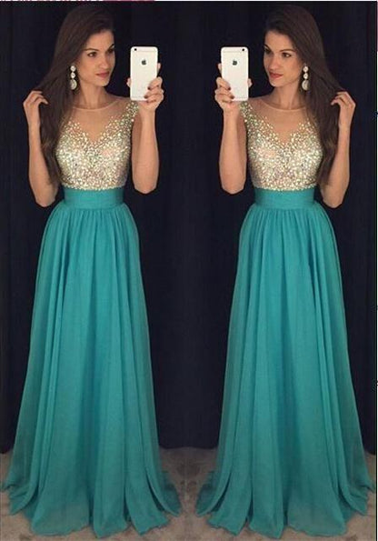 turquoise prom dress, long prom dress, beaded prom dress, charming evening dress, prom dress, BD382