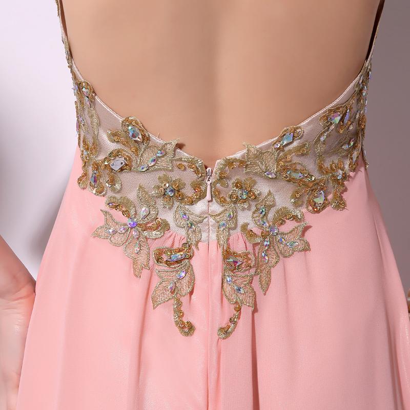 Applique Beaded Long Prom Dresses Cheap Chiffon Evening Dresses A-Line Formal Dresses