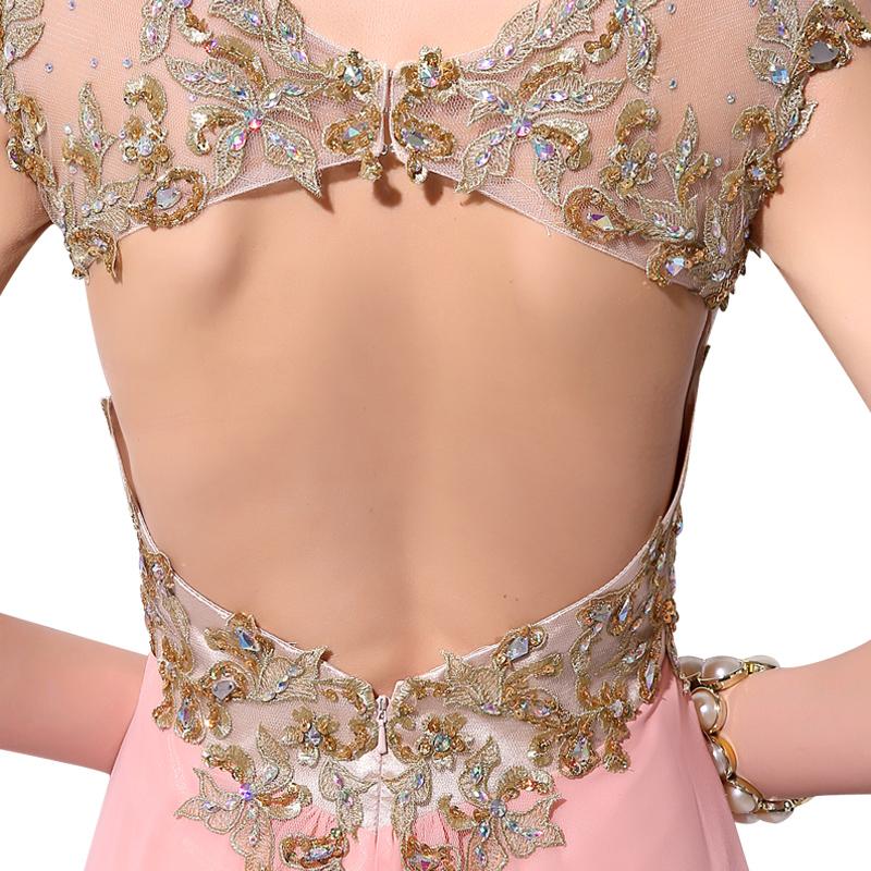 Applique Beaded Long Prom Dresses Cheap Chiffon Evening Dresses A-Line Formal Dresses