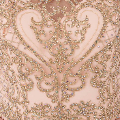 Applique Beaded Long Prom Dresses Dusty Pink Chiffon Evening Dresses A-Line Formal Dresses