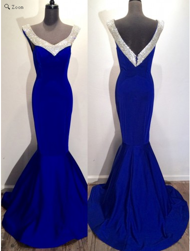 royal blue prom dress, long prom dress, mermaid prom dress, simple prom dress, formal evening dress, BD526