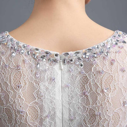 Elegant Beaded Long Prom Dresses Mermaid Evening Dresses Short Sleeve Formal Dresses