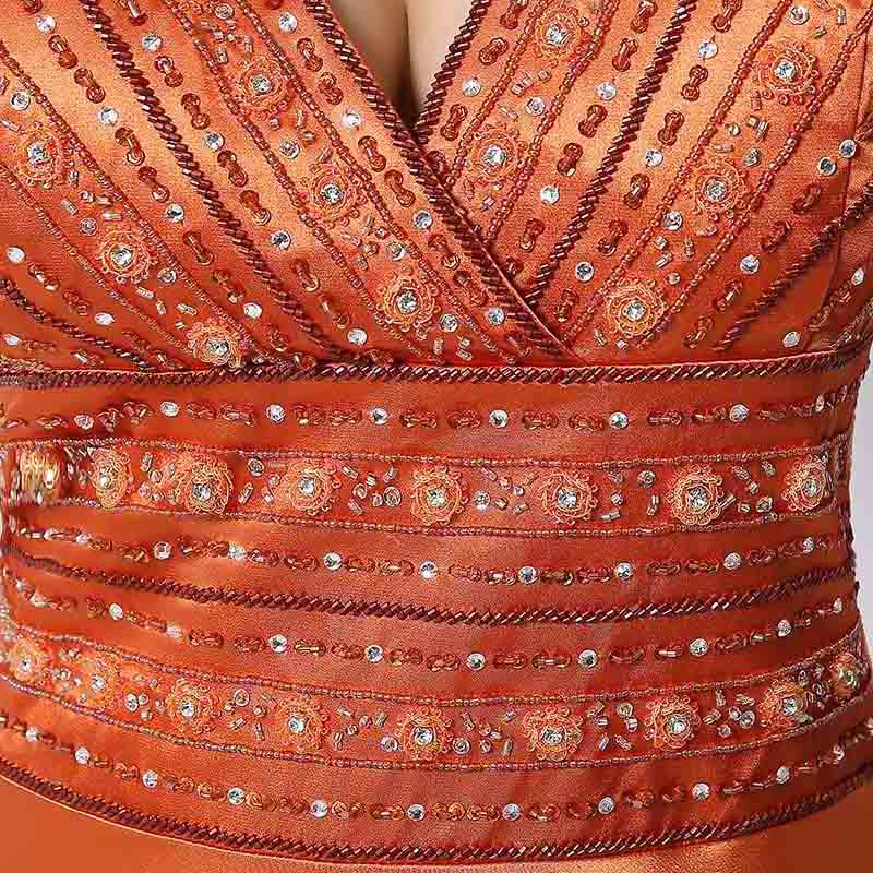 Elegant Beaded Long Prom Dresses V-Neck Evening Dresses Cross Back A-Line Formal Dresses