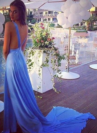 Long Prom Dresses,blue Prom Dress,chiffon Prom dress,sexy backless prom Dress,2019 prom Dress