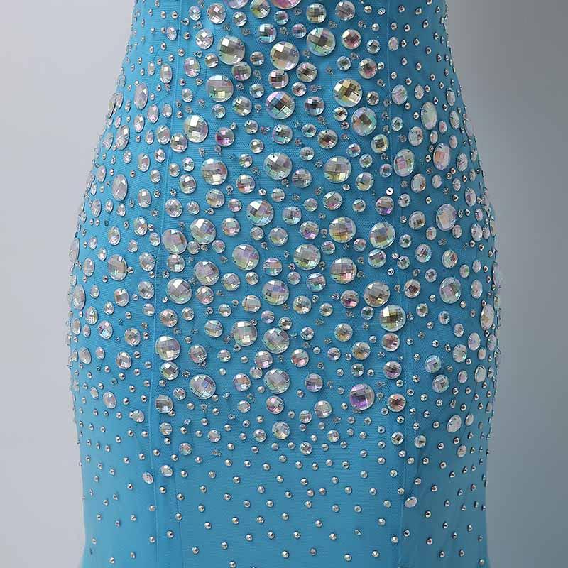 Luxurious Beaded Long prom Dresses V-Neck Evening Dresses Mermaid Backless Formal Dresses