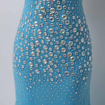 Luxurious Beaded Long prom Dresses V-Neck Evening Dresses Mermaid Backless Formal Dresses
