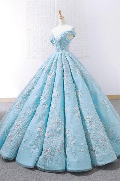 Light Blue Off Shoulder Quinceanera Dress, PD23022219