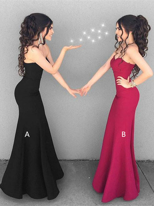 Sweetheart Neck Floor Length Mermaid Black Bridesmaid Dresses, BD2303186