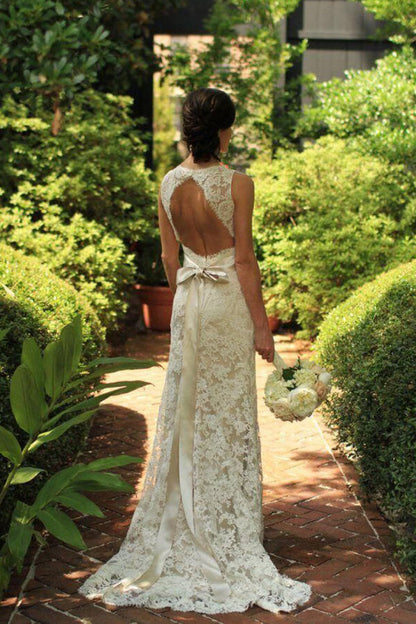 Backless Sheath Lace A-line Wedding Dress, WD23022323