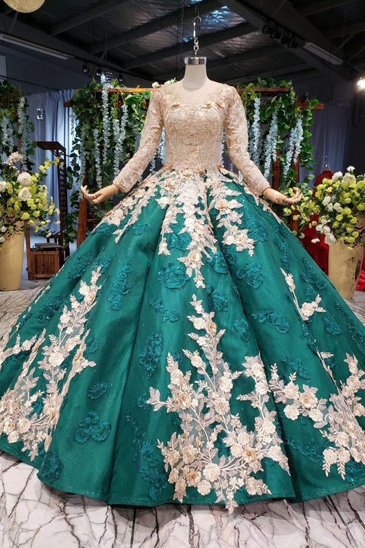 Elegant Applique Ball Gown - Long Sleeve Quinceanera Dress, PD23022214