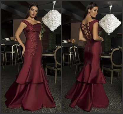 Burgundy Paolo Sebastian Inspired Long Prom Dress, PD23031318