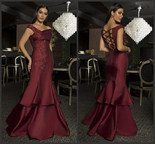 Burgundy Paolo Sebastian Inspired Long Prom Dress, PD23031318