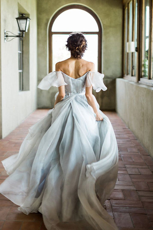 Off Shoulder Ombre Beach Wedding Dress, WD2302276