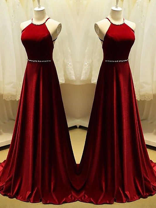 Red Jewel Sequence A-Line Prom Dress, PD23030516