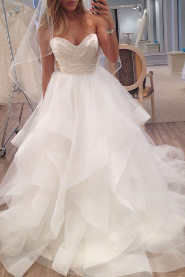 Ball Gown Wedding Dress with Sweetheart Neckline and Ruffles, WD2303044