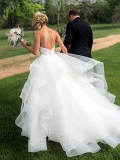 Ball Gown Wedding Dress with Sweetheart Neckline and Ruffles, WD2303044