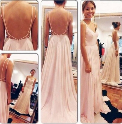 Pink Sweetheart Neckline Backless Prom Dress, Formal Bridesmaid Dress, BD23031113