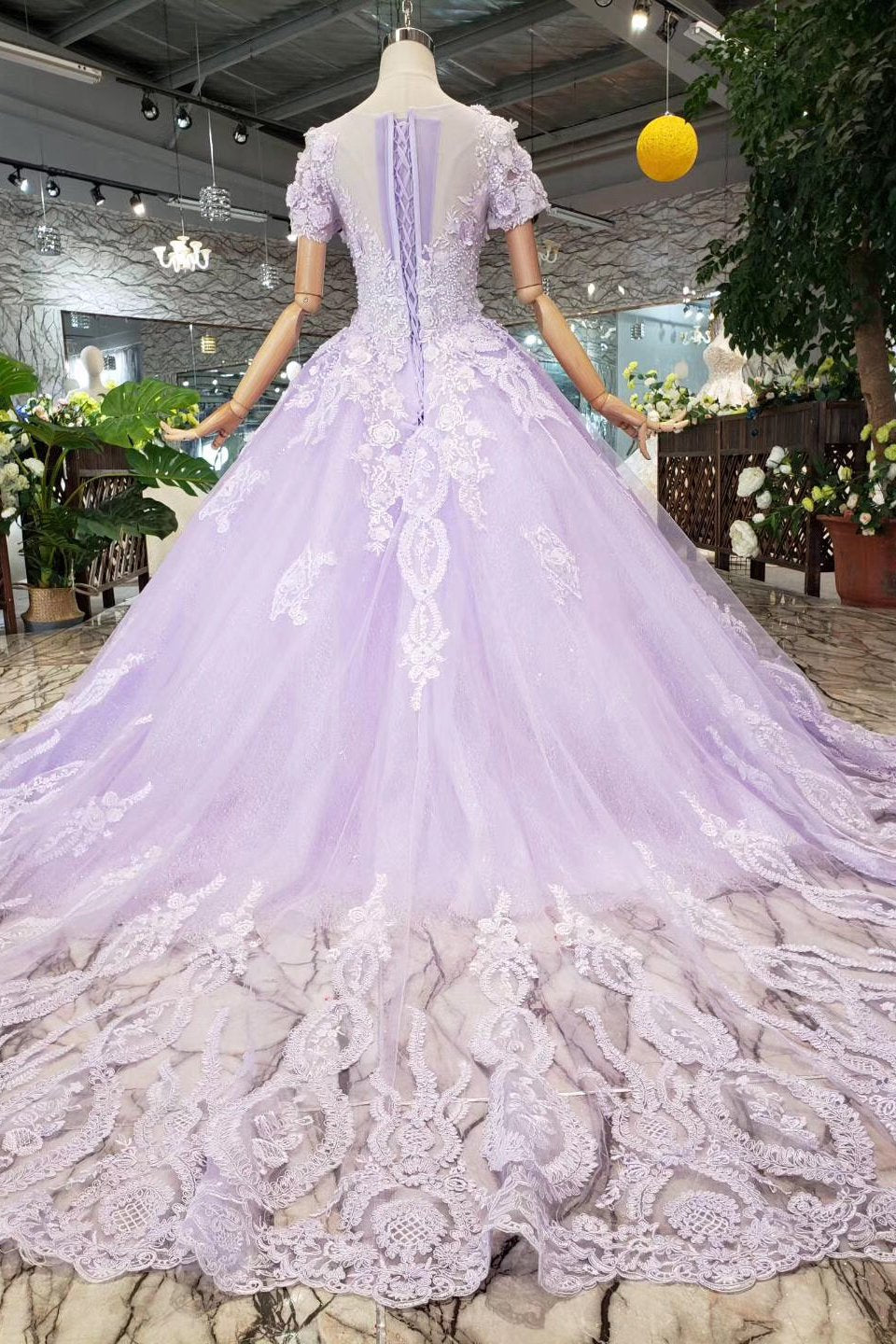 Lilac Short Sleeve Ball Gown - Quinceanera Prom Dress, PD23022222