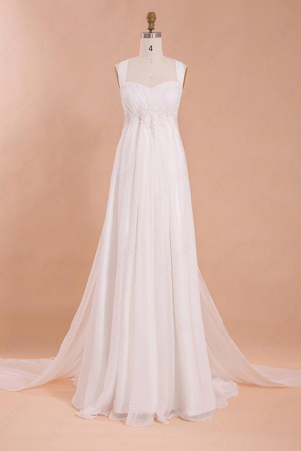 Chiffon Halter Beach Wedding Dress with Floor-Length Hemline , WD23022371