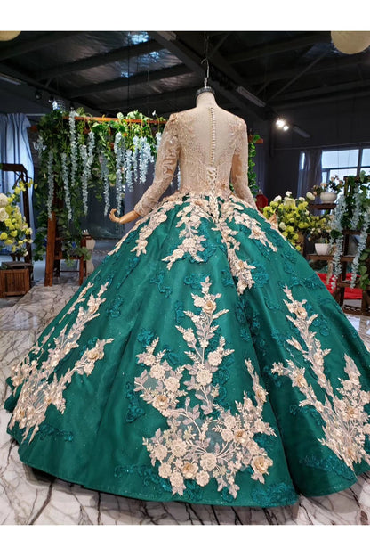 Elegant Applique Ball Gown - Long Sleeve Quinceanera Dress, PD23022214