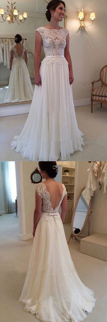 Lace Top Backless A-line Bridal Dress with Long Beach Skirt, WD23022381