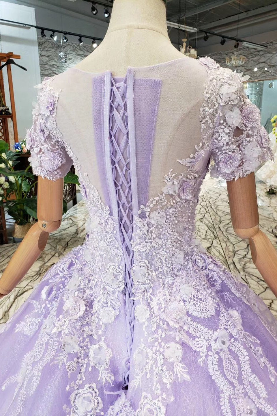 Lilac Short Sleeve Ball Gown - Quinceanera Prom Dress, PD23022222