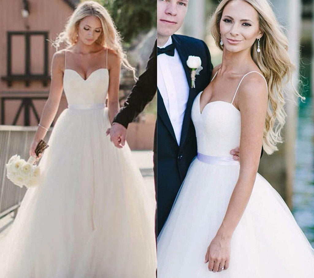 Elegant A-Line Ivory Dress with Sweetheart Neckline and Sash, Ideal for Weddings, Proms, and Formal Events, WD23022430