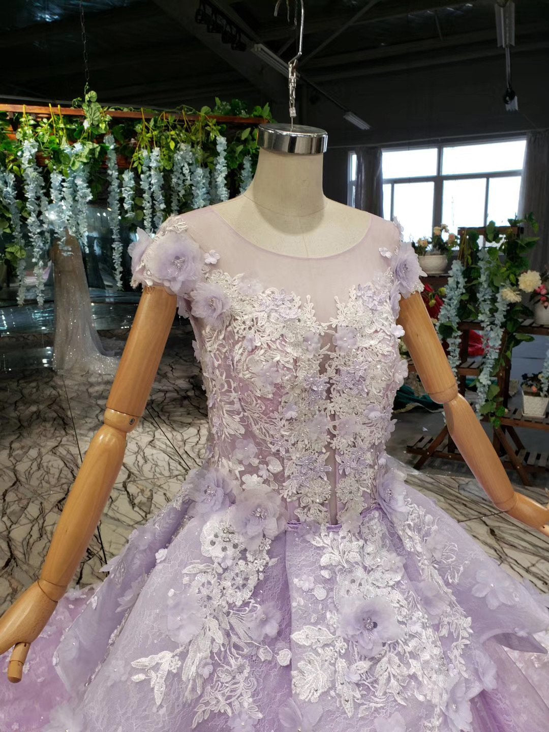 Lilac Floral Ball Gown Quinceanera Dress, PD23022221