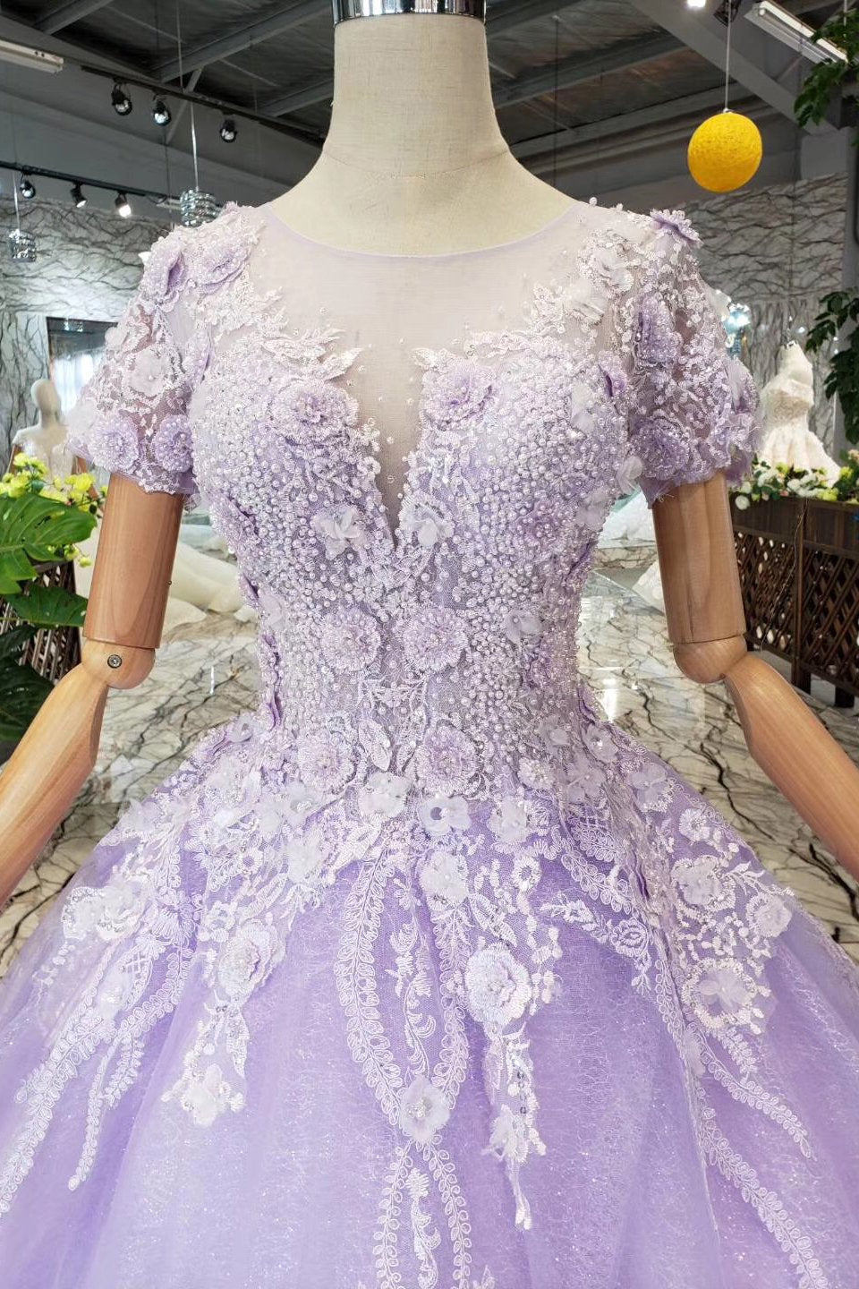 Lilac Short Sleeve Ball Gown - Quinceanera Prom Dress, PD23022222