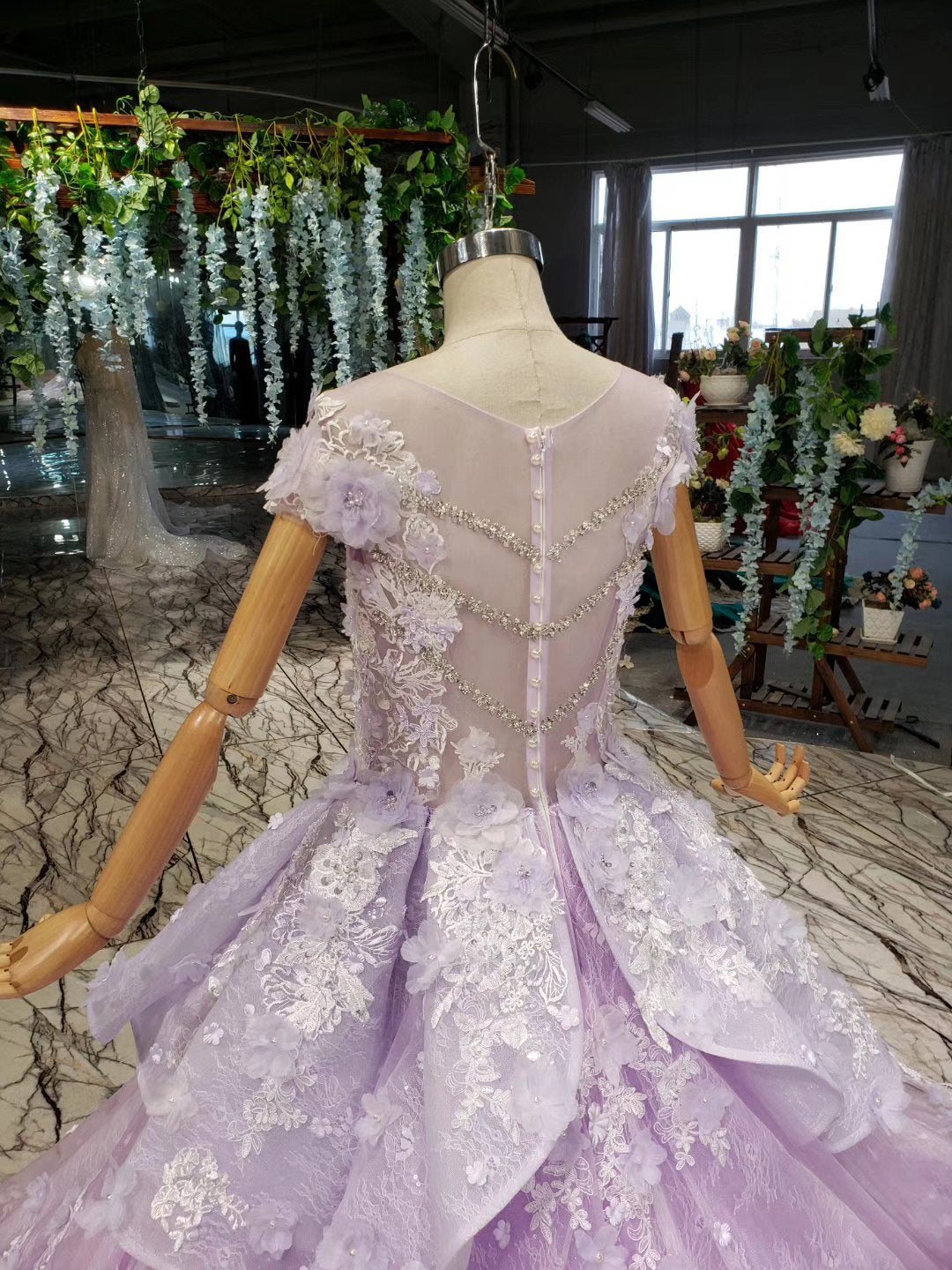 Lilac Floral Ball Gown Quinceanera Dress, PD23022221