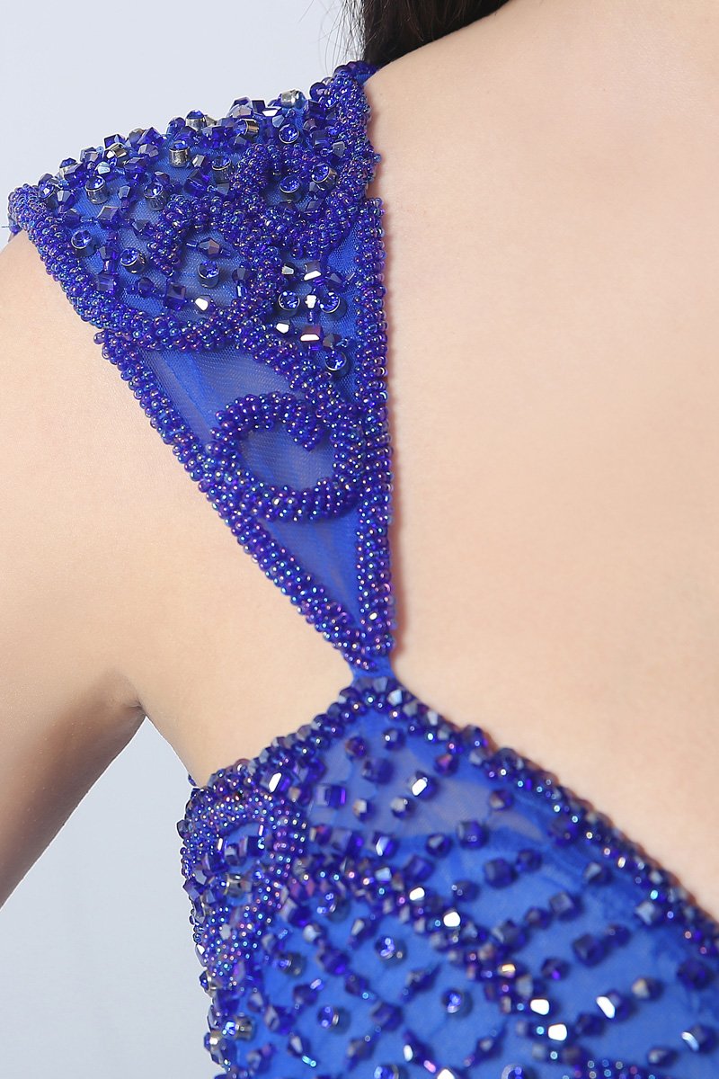 Royal Blue Long Prom Dresses Beaded Evening Dresses Mermaid Formal Dresses