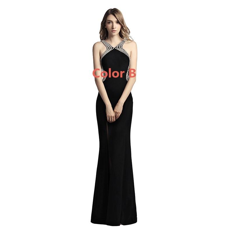 Sexy Beaded Long Prom Dresses Pearls Mermaid Evening Dresses Backless Sleeveless Formal Dresses with High Slit