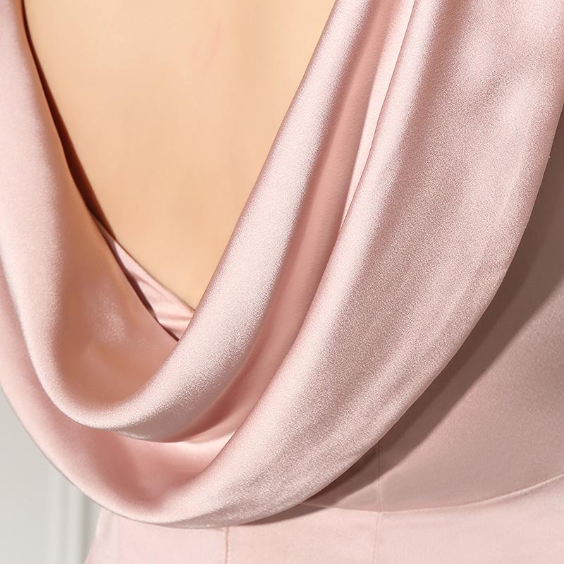 Simple Pink Long Prom Dresses Backless Evening Dresses A-Line Formal Dresses