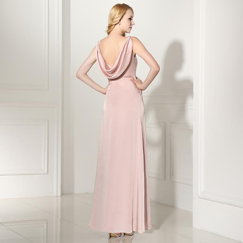 Simple Pink Long Prom Dresses Backless Evening Dresses A-Line Formal Dresses