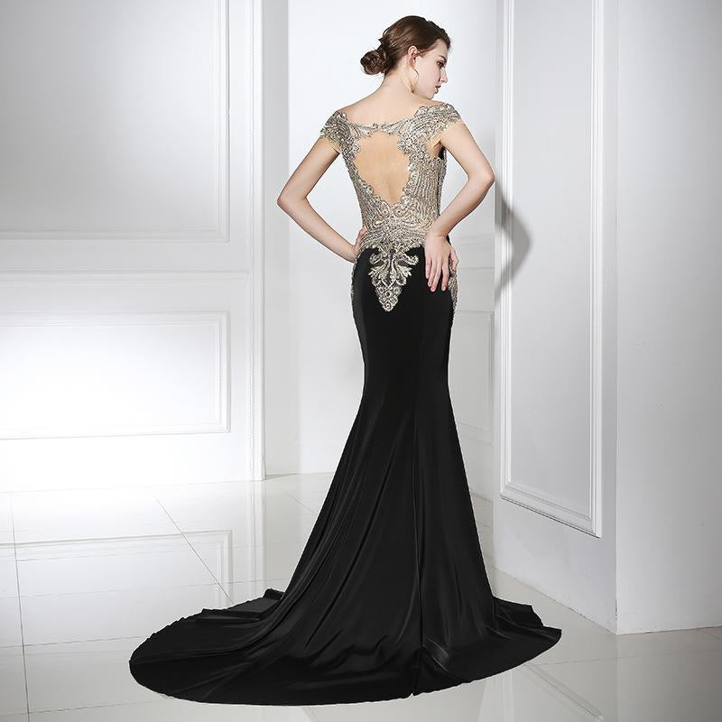 Stunning Beaded Long Prom Dresses Mermaid Evening Dresses Applique Off the Shoulder Formal Dresses
