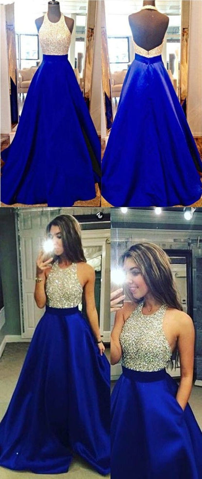 royal blue prom dress, long prom dress, A-line prom dress, charming prom dress, formal evening gown, BD67