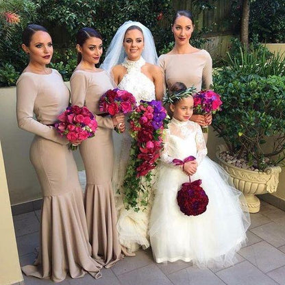 modest long sleeves mermaid long Bridesmaid Dresses, BD4544