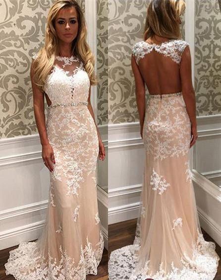 lace prom dress, long prom Dress, 2017 prom dress, open back prom dress, charming prom dress, BD467