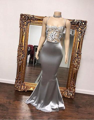 charming formal mermaid sliver beaded long evening dress, PD3325