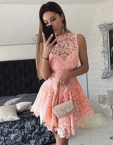 lace scoop short junior charming homecoming dress, BD3890