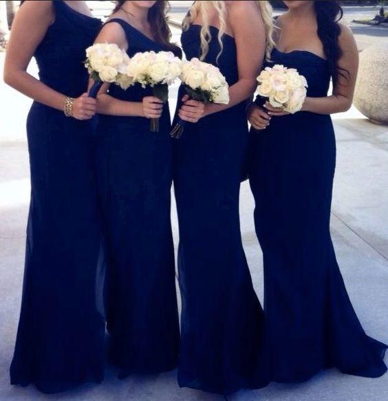 mismatched navy mermaid formal long Bridesmaid dress, BD454